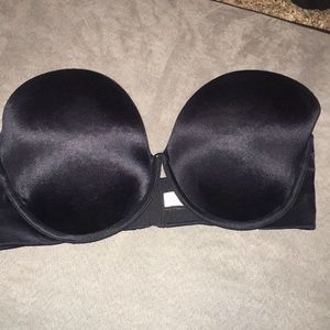 Victoria secret satin black strapless bra.